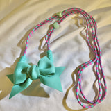 Solid Color Large Bow Back Clip Diagonal Extension Rope Universal Mobile Phone Lanyard