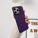 Plain Leather Magnetic Phone Case For iPhone