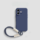 Simple Solid Color Lanyard Phone Case For iPhone