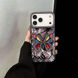 Electroplated Hollowed-out Rhinestone Butterfly Phone Case For iPhone