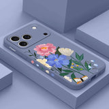 Beautiful Flowers Liquid Silicone Phone Case For iPhone