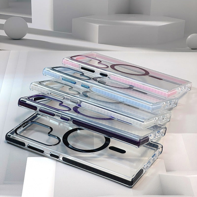 Two-color High-transparent Magnetic Anti-fall Mobile Phone Case For Samsung