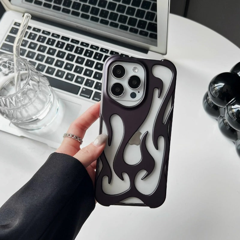 Fashion Matte 3D Hollowed Flame Phone Case For iPhone