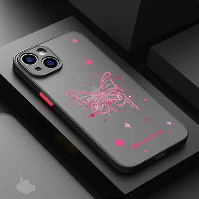 Soft Matte Cover Shell Retro Butterfly Pattern Case for iPhone