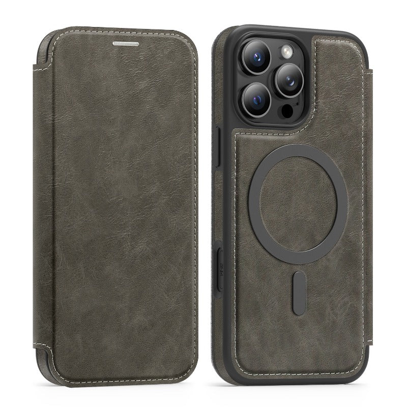 Flip Magnetic Leather Phone Case For iPhone