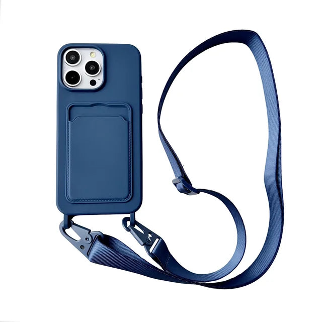 Crossbody Lanyard Necklace Rope Wallet Silicone Case For iPhone