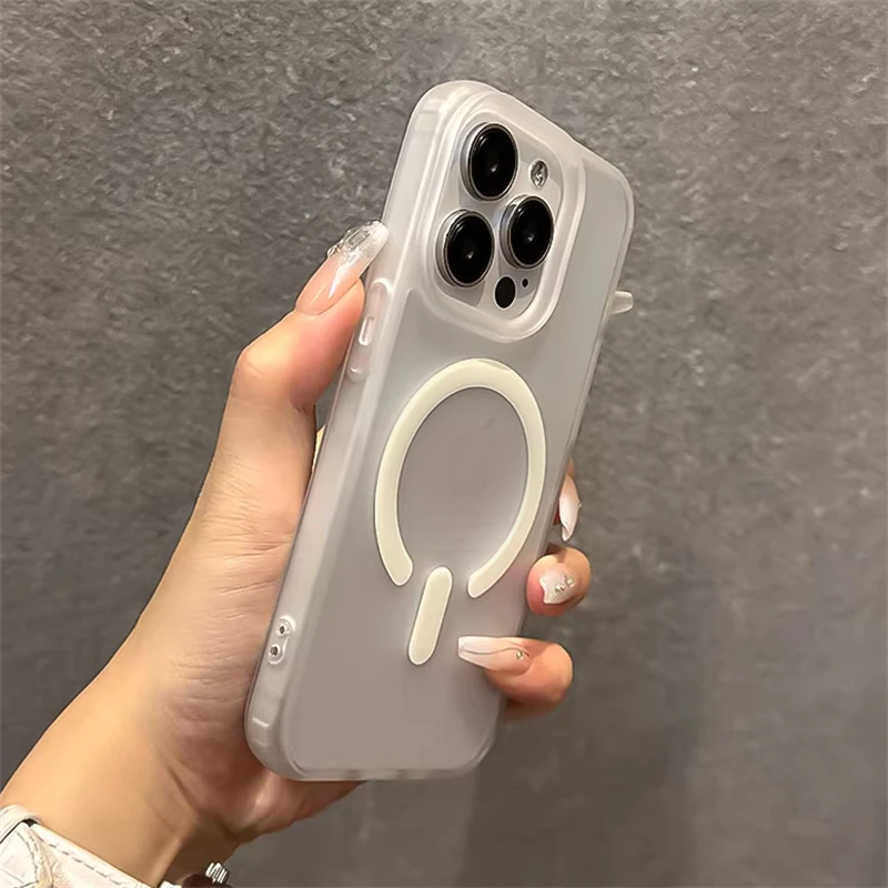 Translucent Matte Magnetic Wireless Charge Case For iPhone