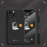 Cute Cartoon Swing Astronaut Silicone Case For iPhone