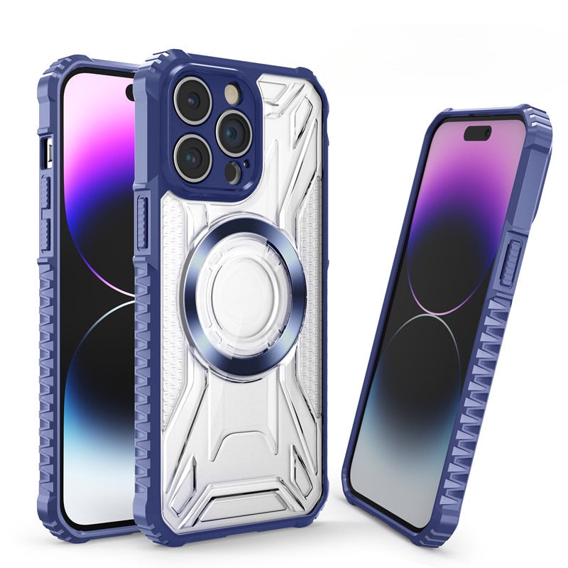 Airbag Thickened Silicone Anti-fall Transparent Magnetic Phone Case For iPhone