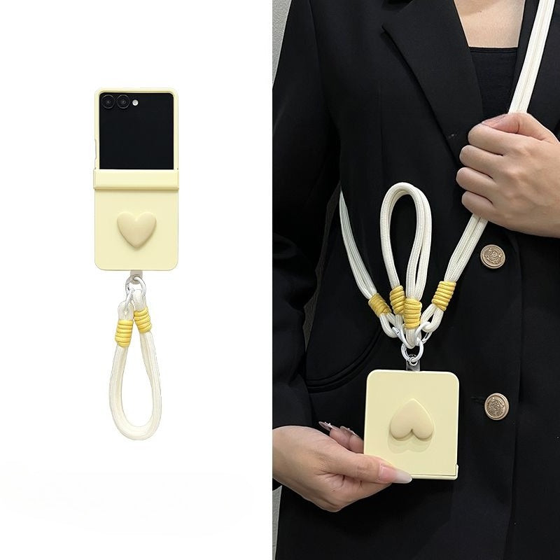 Heart-shaped Crossbody Phone Case with Carrying Strap For Samsung Z Flip 7 6 5