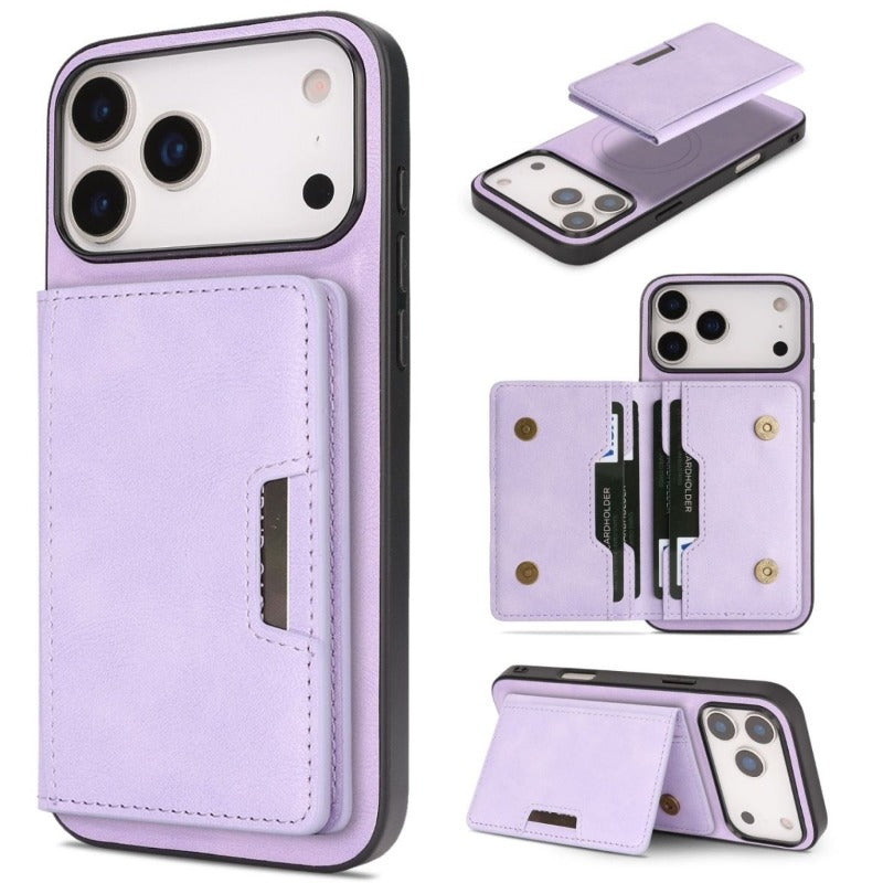Card Holder Integrated Magnetic Phone Case For iPhone