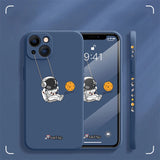 Cute Cartoon Swing Astronaut Silicone Case For iPhone