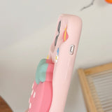 Pink Strawberry Stand Phone Case For iPhone