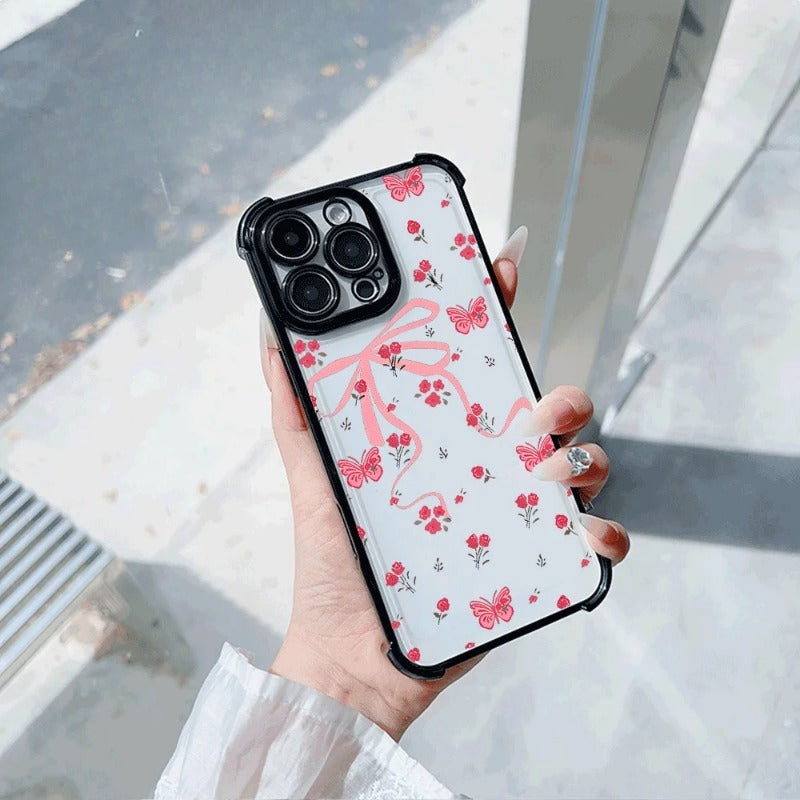 Butterfly Four Corner Anti-drop Lucency Phone Case For iPhone