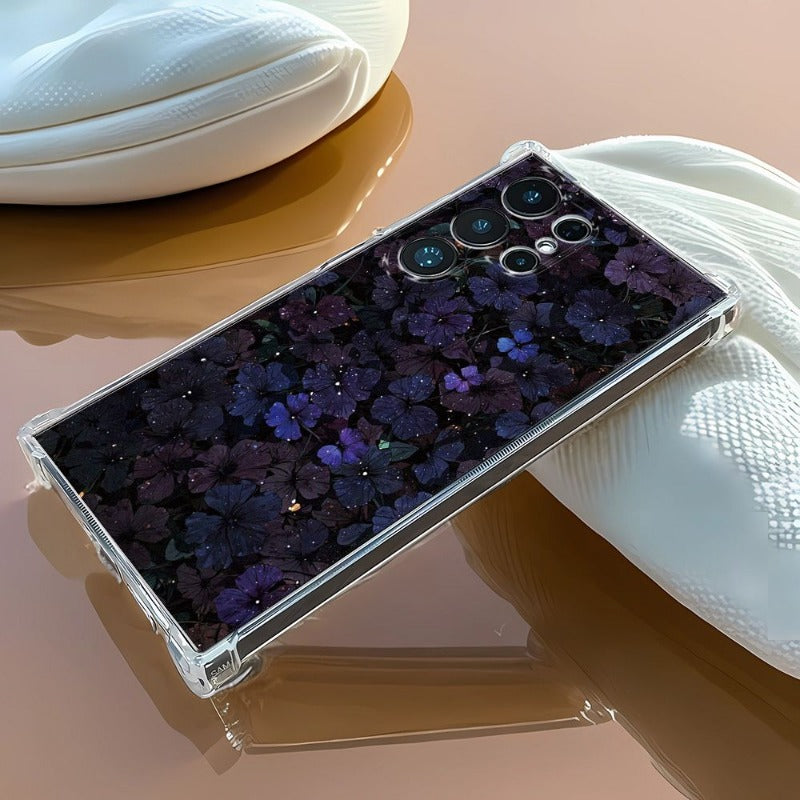 Purple Flower Transparent Soft Phone Case For Samsung