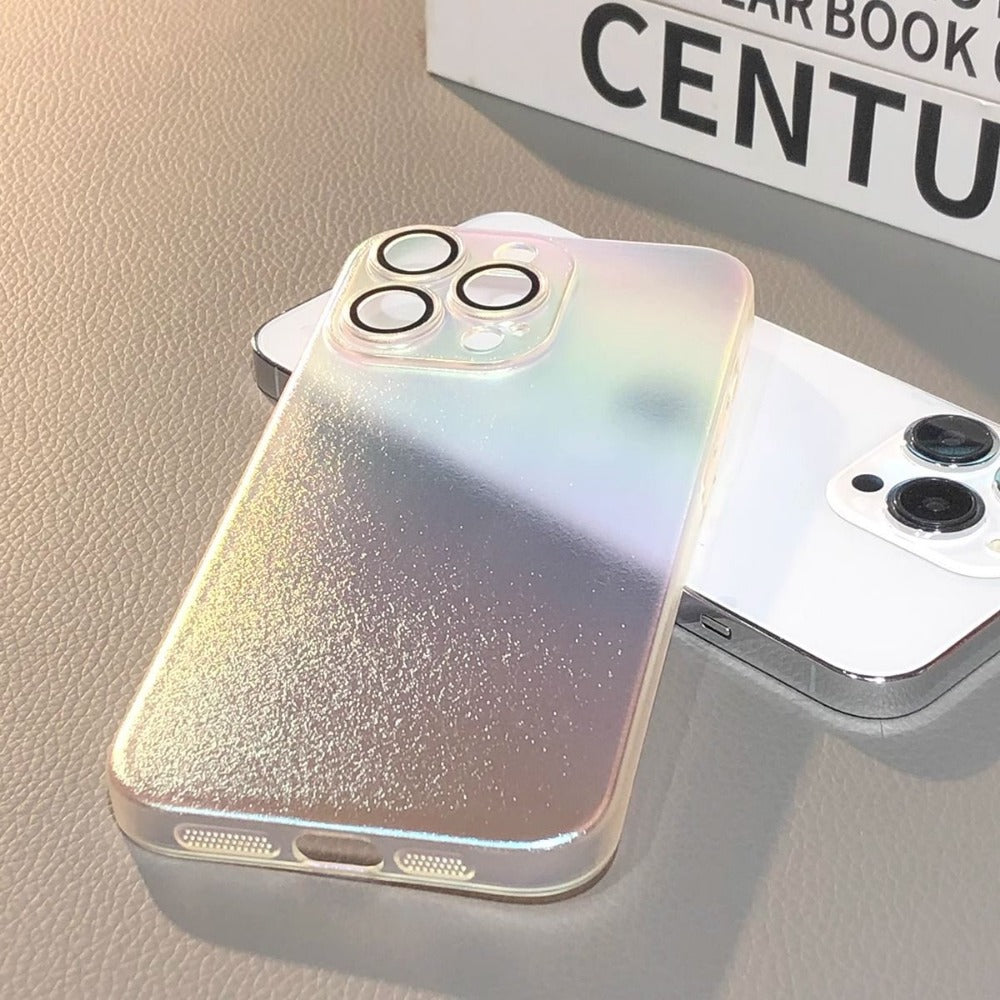 Color Plated Gradient Color Hard Phone Case with Built-in Lens Film For iPhone