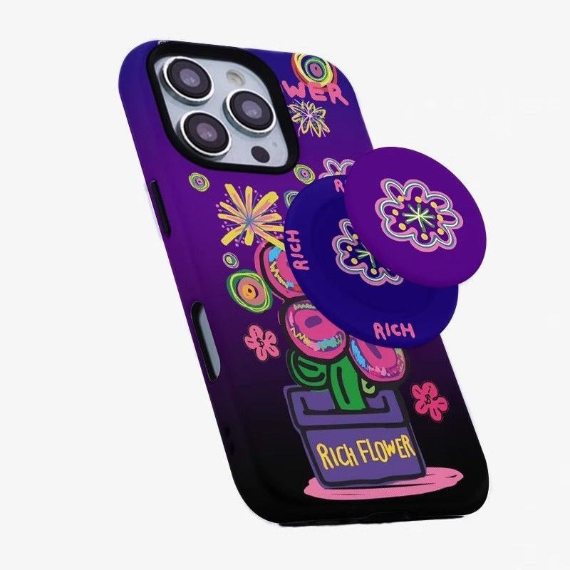 Purple Magnetic Bracket Phone Case For iPhone