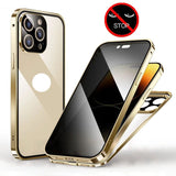 Double Glass Anti-Peep Privacy Magnetic Adsorption Case For iPhone