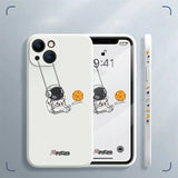 Cute Cartoon Swing Astronaut Silicone Case For iPhone