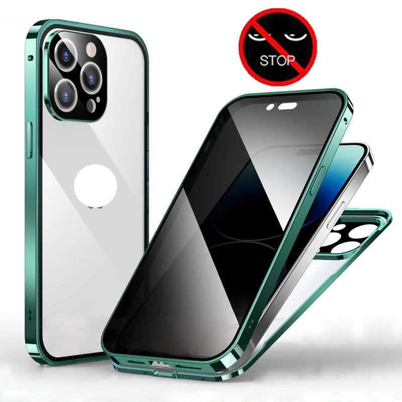 Double Glass Anti-Peep Privacy Magnetic Adsorption Case For iPhone