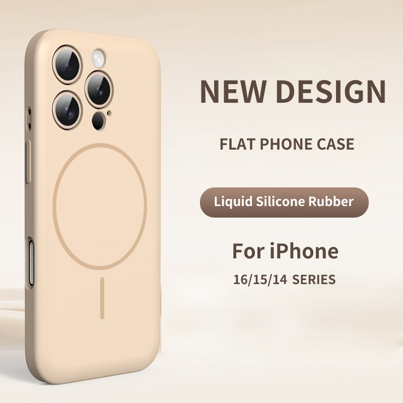 Lens Flat Liquid Silicone Magnetic Phone Case For iPhone