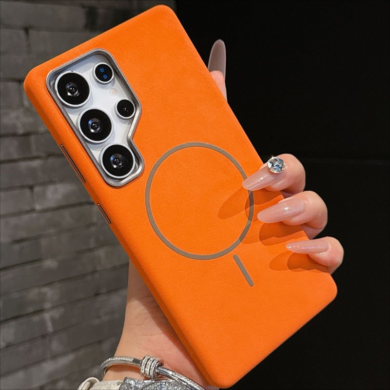 Magnetic Thin Circle Leather Phone Case For Samsung