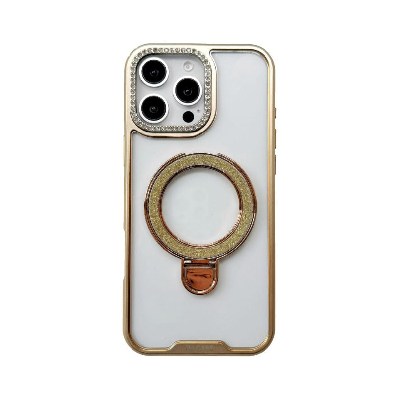 Electroplating Transparent Folding Bracket Mobile Phone Case For iPhone