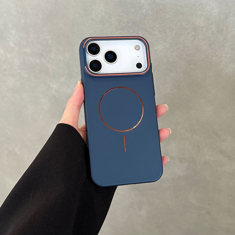 Color-blocking Invisible Stand Magnetic Phone Case For iPhone