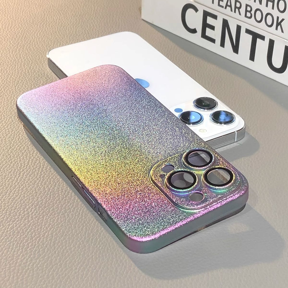 Color Plated Gradient Color Hard Phone Case with Built-in Lens Film For iPhone