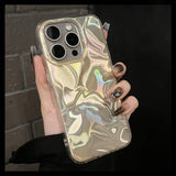 Laser Dazzling Pleated Aurora Water Ripple Phone Case For iPhone