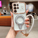 Electroplated Wave Double Heart Large Window Phone Case For Samsung