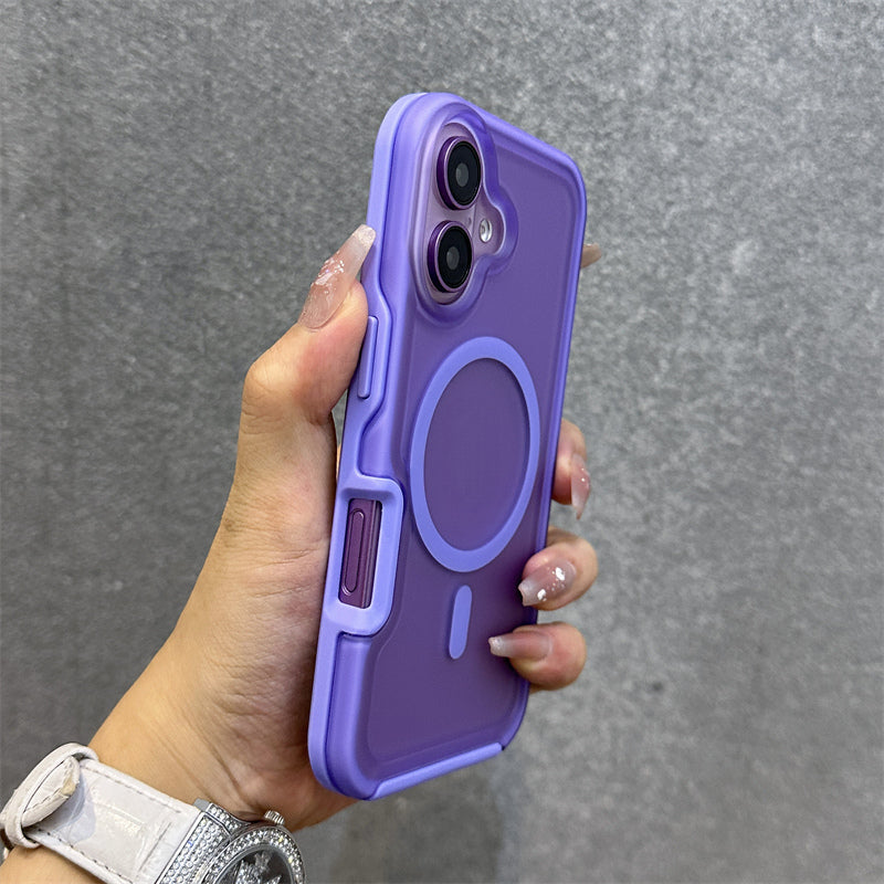 Magnetic Neon Color Matte Translucent Armor Shockproof Case For iPhone