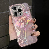 Laser Dazzling Pleated Aurora Water Ripple Phone Case For iPhone