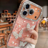 Rhinestone Pearl Butterfly Phone Case For iPhone