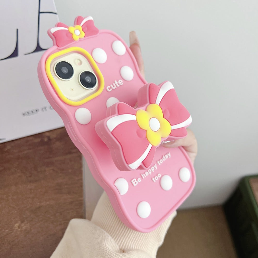 Polka Dot Bow Soft Silicone Phone Case For iPhone