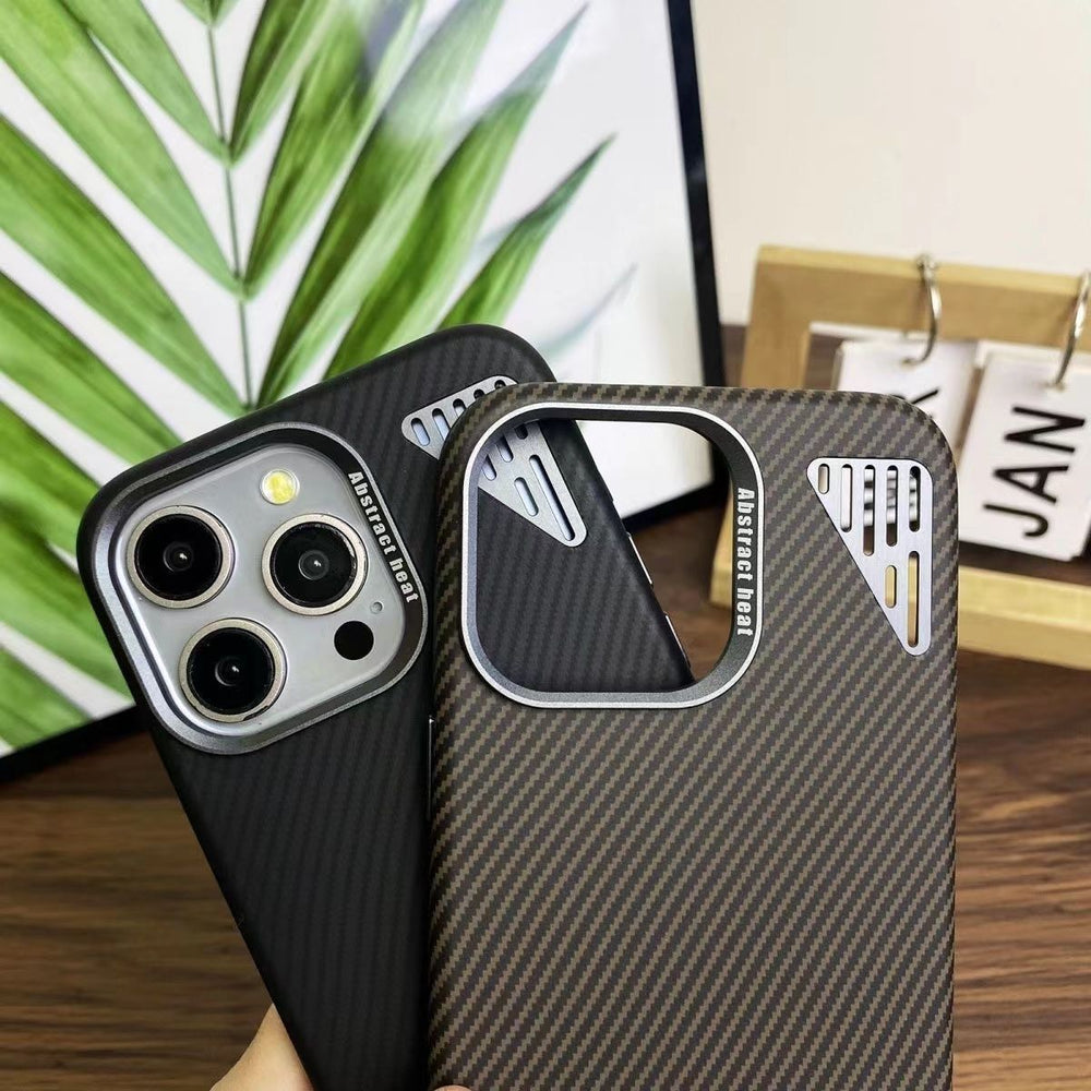 Carbon Fiber Aluminum Alloy Cooling Magnetic Phone Case For iPhone