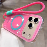 Lanyard Magnetic Glossy Phone Case For iPhone