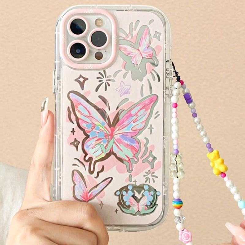 Hollow Mirror Lily of The Valley Butterfly Silicone Phone Case For iPhone