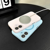 Solid Color Liquid Silicone Magnetic Phone Case For iPhone