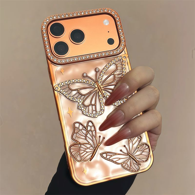 Rhinestone Butterfly Phone Case For iPhone