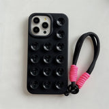 Fashion Cute Candy Liquid Silicone Suction Cup With Wrist Strap Case For iPhone