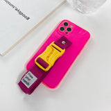 Simple Fluorescent Color Crossbody Phone Case For iPhone