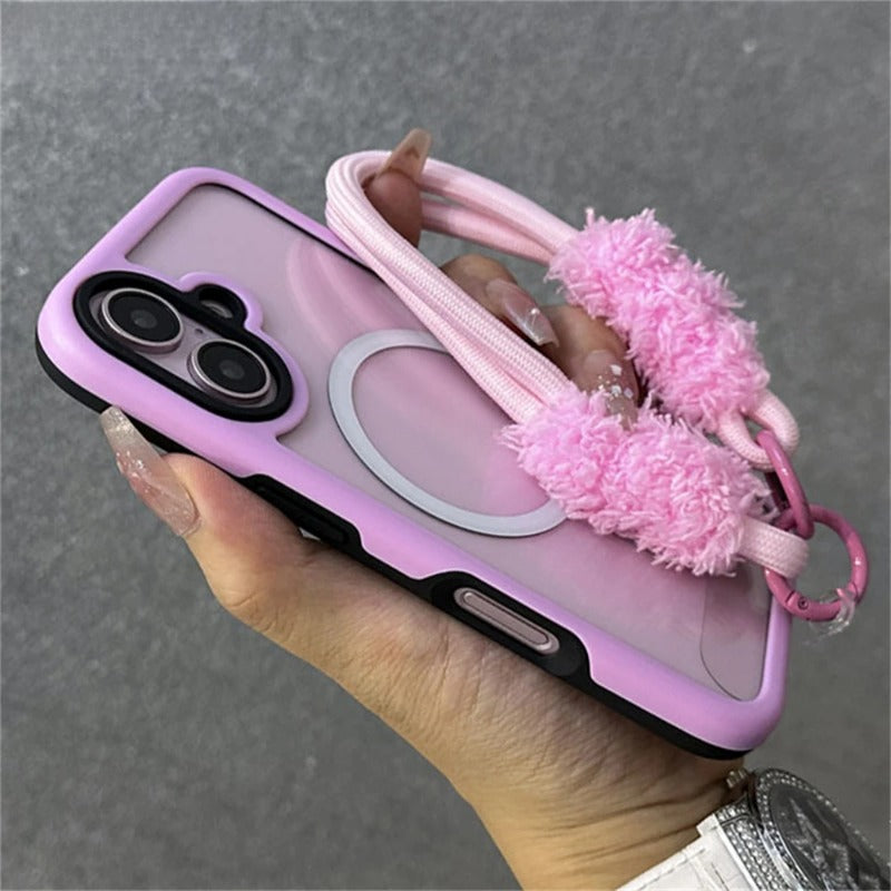 Candy Color Frame Magnetic Wrist Strap Case For iPhone