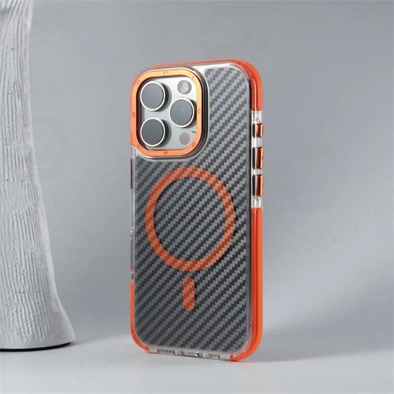 Armor Non-Slip Magnetic Carbon Fiber Pattern Case For iPhone