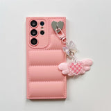 Luxury Love Heart Pendant Down Jackets Case For Samsung