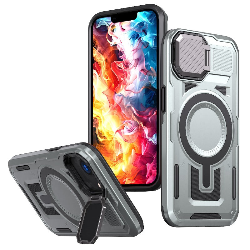 Lens Cover Bracket Anti-fall Magnetic Mobile Phone Case For iPhone