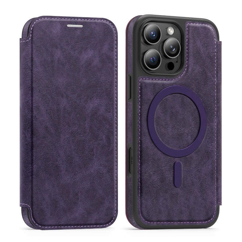 Flip Magnetic Leather Phone Case For iPhone