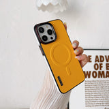 Plain Leather Magnetic Phone Case For iPhone