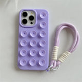 Fashion Cute Candy Liquid Silicone Suction Cup With Wrist Strap Case For iPhone