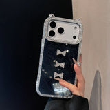 Double-sided Diamond Cat Ear Phone Case For iPhone